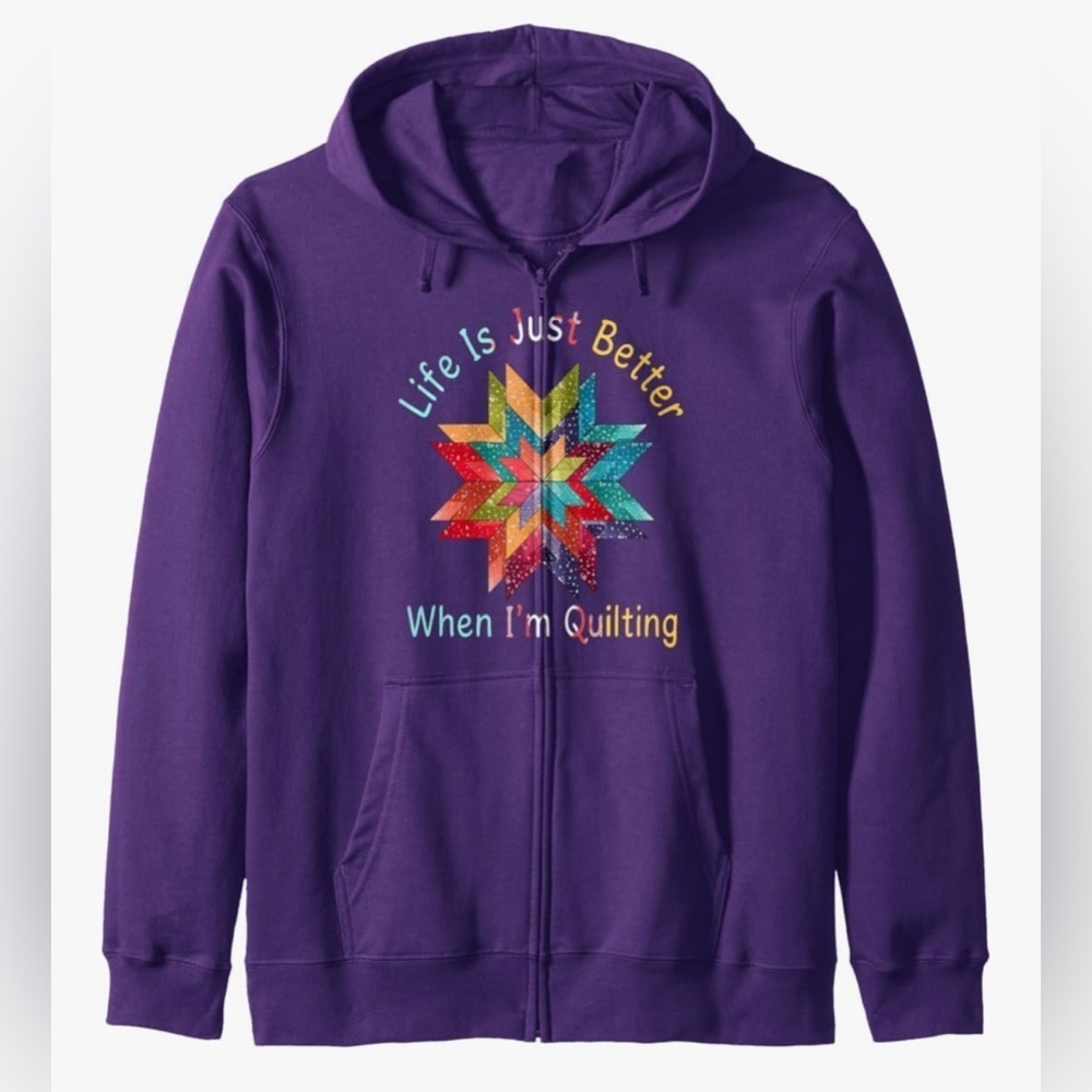 NWT-quilting, lovers Purple Hoodie
“” life is better when I’m quilting”